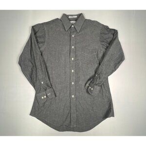 Vintage Van Heusen 417 Men M Blue Chambray Work Shirt Single Needle Tailoring